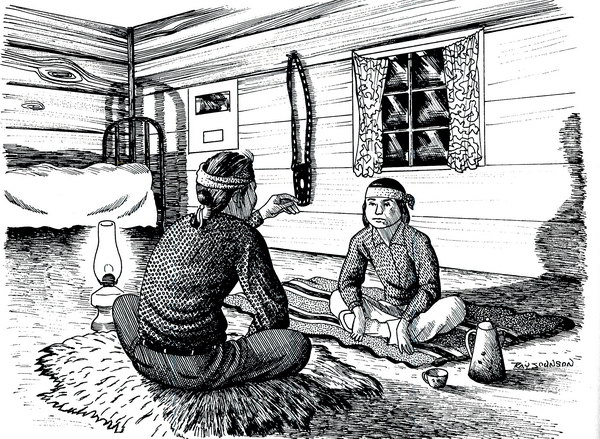 L'instruction du futur hataali.Copyright Stories of Traditional Navajo Life and Culture, Navajo Community Press, chapitre Thomas Clani.